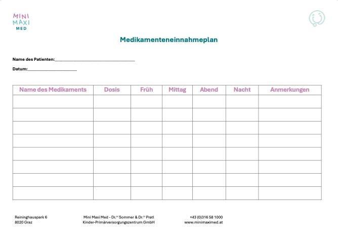 Vorschaubild Medikamenteneinnahmeplan