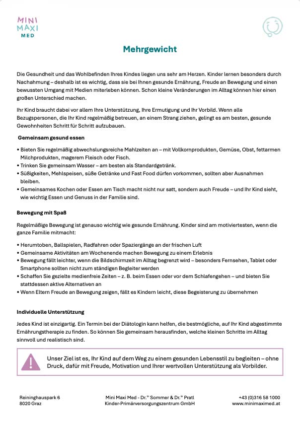 Vorschaubild Information zu Mehrgewicht